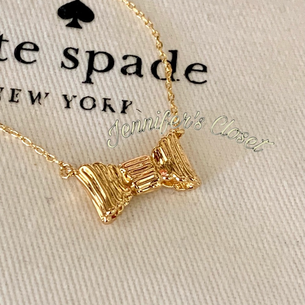 NWT ♠️ Kate Spade Mini Bow Pendant Necklace & Earrings Set - Picture 5 of 11